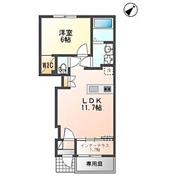 コート テレネ 1LDKの間取図画像