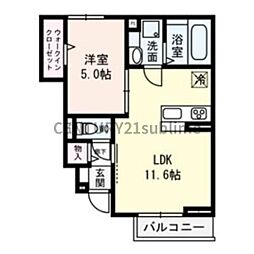 FORESTPARKSETA 1LDKの間取図画像