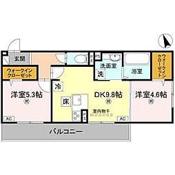 エレガンス　ビュー 2階2LDKの間取り