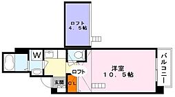 クエスト西大路 8階1Kの間取り