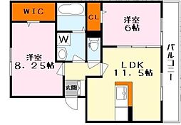 ヴァンサンカン 3階2LDKの間取り