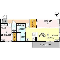 D-ROOM守山3丁目 2階2LDKの間取り