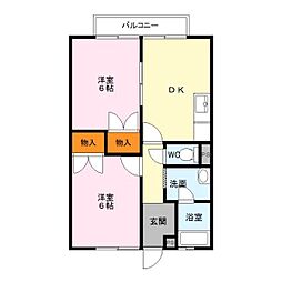 ハイツひまわり 2DKの間取図画像