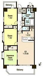 サニーコート八王子 3LDKの間取図画像