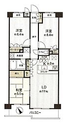 サンクレイドルめじろ台 3LDKの間取図画像