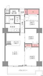 パレロワイヤル順慶町 3LDKの間取図画像