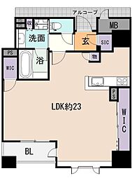 ウェリス大手前 1Kの間取図画像