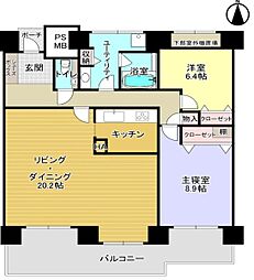 桜宮リバーシティウォータータワープラザ13-3号棟 2LDKの間取図画像