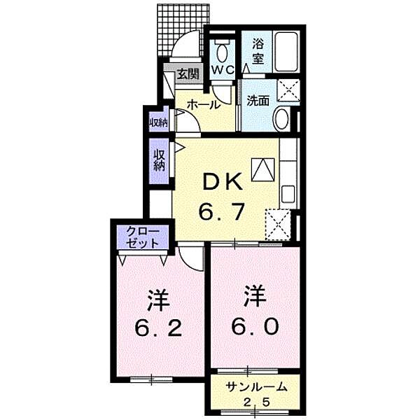 ディア　コート 0102｜宮崎県宮崎市大字郡司分(賃貸アパート2DK・1階・50.03㎡)の写真 その2