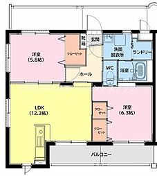ユーミー高洲 2LDKの間取図画像