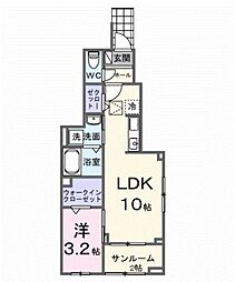 エアリーみとよ II 1LDKの間取図画像