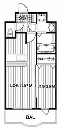 アリュール2 1LDKの間取図画像