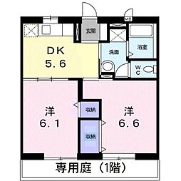 サンテラス窪C 2DKの間取図画像