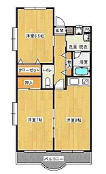 グランビュー1 2LDKの間取図画像