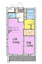 アーベイン松山 1LDKの間取図画像