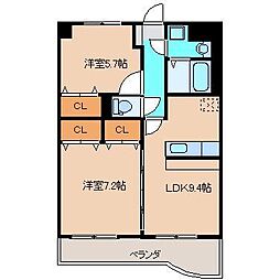 ユーミー新城 2LDKの間取図画像