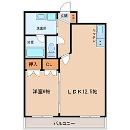 エンブレーマ西池 1LDKの間取図画像