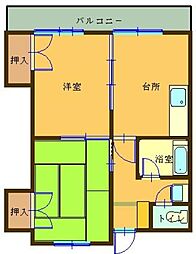 ファミール中村 2DKの間取図画像