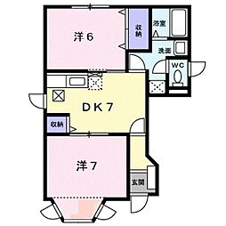 マーヴェラスヴィラA 2DKの間取図画像