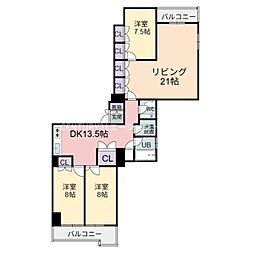 クレコマンション 3LDKの間取図画像