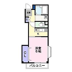 ロイヤルガーデン 1階1Kの間取り
