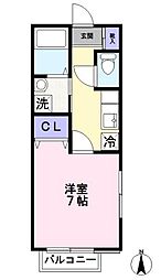 アムール栄和 1Kの間取図画像