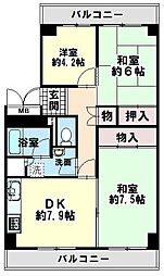 栄南団地10号棟 3DKの間取図画像