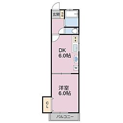 クラシエ春日原 1DKの間取図画像
