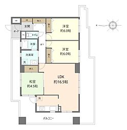 ヴェルビュ川西 3LDKの間取図画像