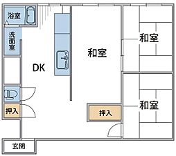 オータニ・サンクレバー 3DKの間取図画像