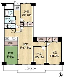守口ハイライフA棟 4LDKの間取図画像