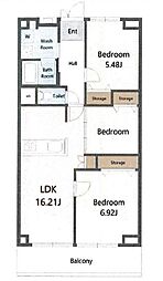 南千住スカイハイツ 3LDKの間取図画像