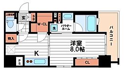 ザ・大阪レジデンス備後町 12階1Kの間取り