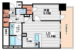 メトライズタワー大阪上本町 1LDKの間取図画像