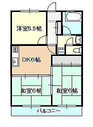 コーポ光月2 3DKの間取図画像