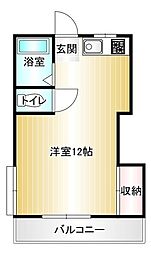 リーベンハイツC ワンルームの間取図画像