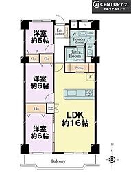 ハイマート稲毛A棟 3LDKの間取図画像