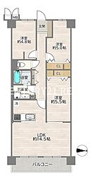 コスモシティ森林公園参番館 3LDKの間取図画像