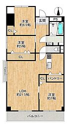 ハイマート弥刀 3LDKの間取図画像
