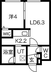 札幌市営東西線 南郷7丁目駅 徒歩12分の賃貸マンション 1階1LDKの間取り