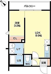 オリエントコート学園前 1LDKの間取図画像