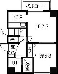 ハイムエルデZW 1LDKの間取図画像