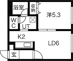 シェリール美園 1LDKの間取図画像