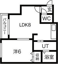 パラッツオ平岸 1LDKの間取図画像