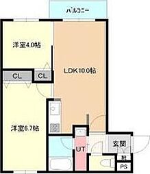 ヴィラ豊平公園・幸 2LDKの間取図画像