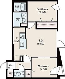 SUS平岸 2LDKの間取図画像