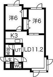 アークコート月寒公園 2LDKの間取図画像