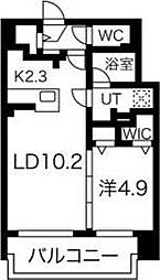 F中の島 1LDKの間取図画像