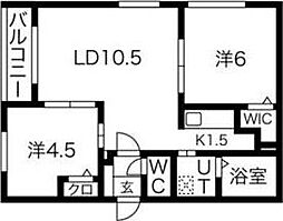ヴィラ平岸・涼 2LDKの間取図画像