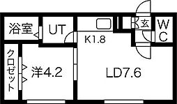 コムズ豊平 1LDKの間取図画像